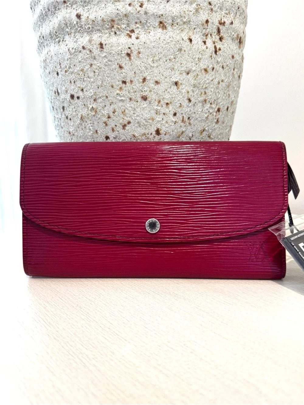 Louis Vuitton Burgundy Epi Leather Emilie Wallet Crossbody Conversion COA